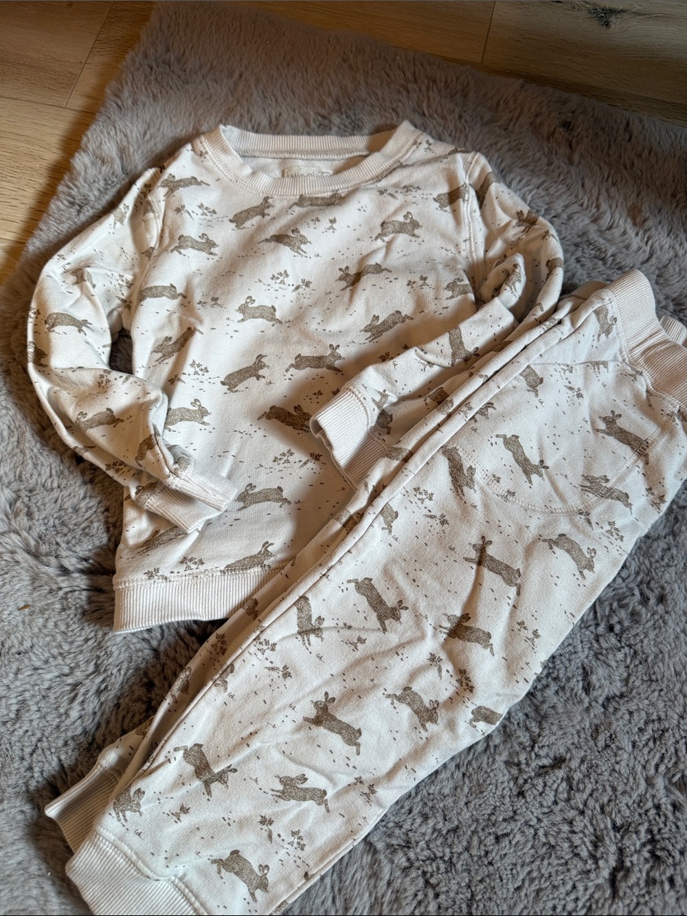 Carter's Cream and Brown Bunny Print Pajama Set